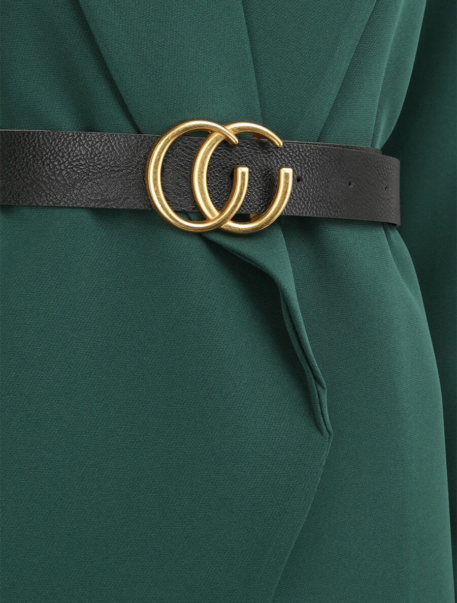 Rechte effen blazer - Smaragdgroen - Image 3