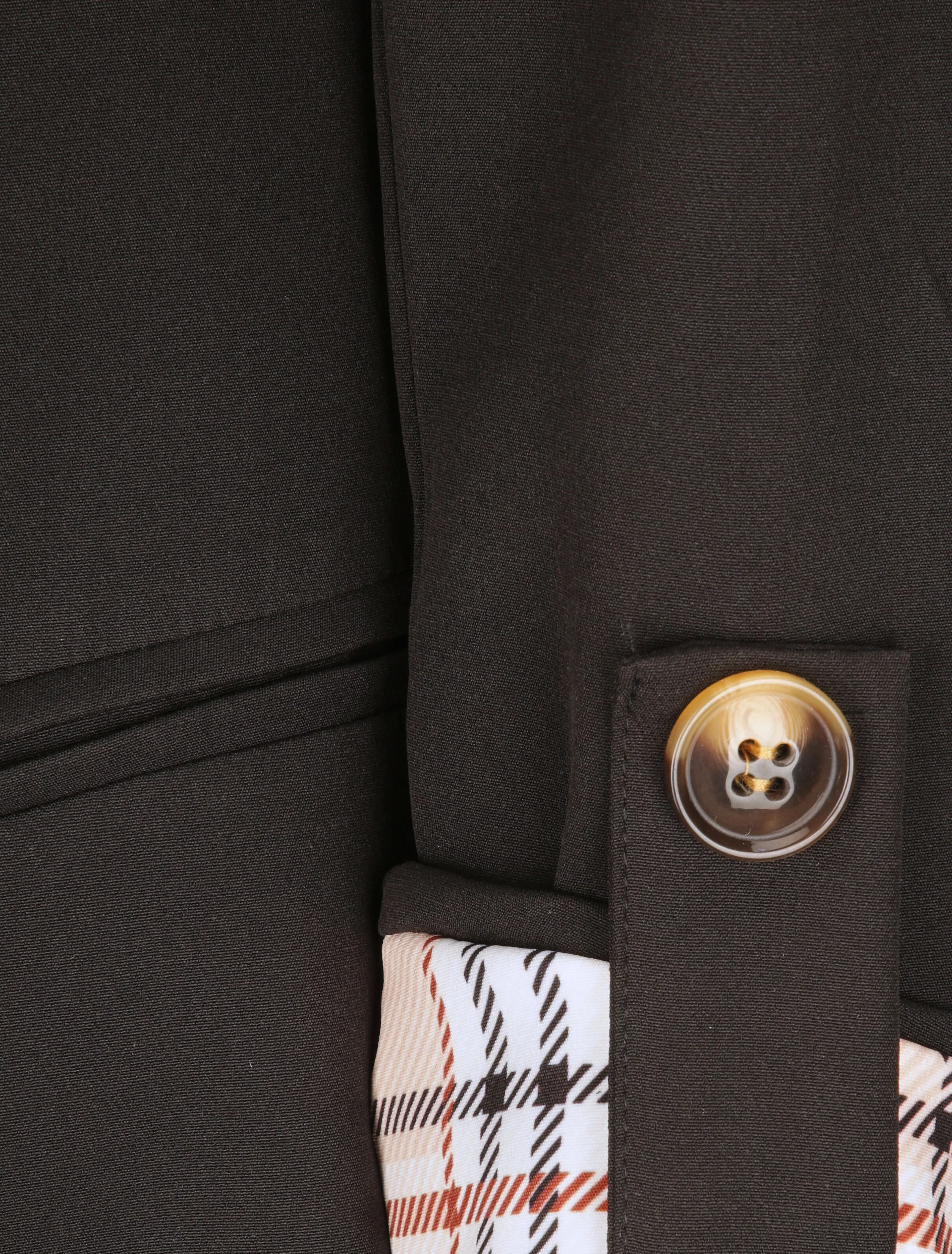 Rechte effen blazer met 3/4 mouwen en vierkante revers - Zwart - Image 3