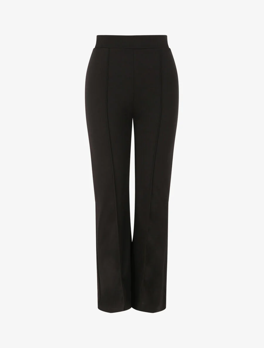 Rechte effen hoge taille broek - Zwart