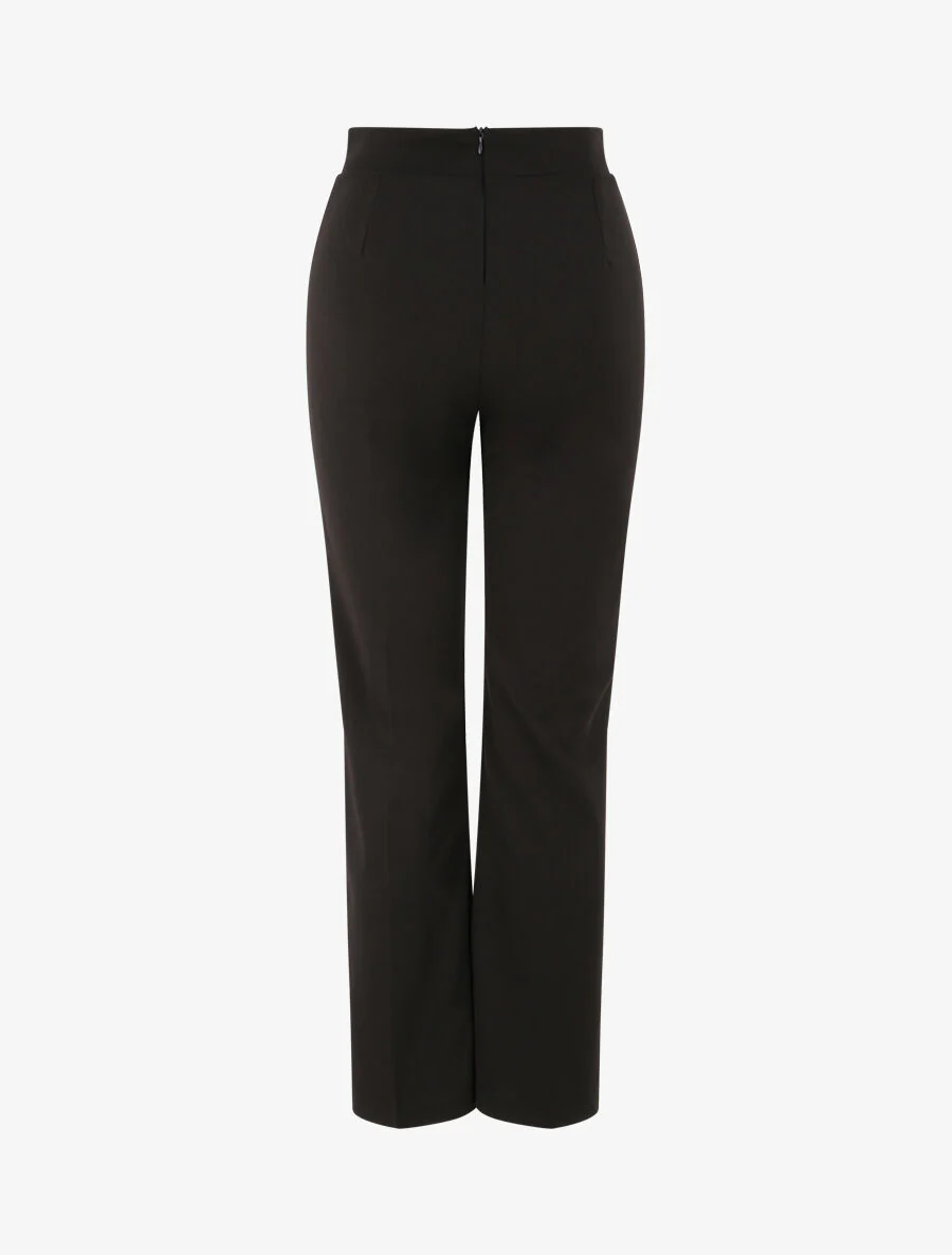 Rechte effen hoge taille broek - Zwart - Image 2