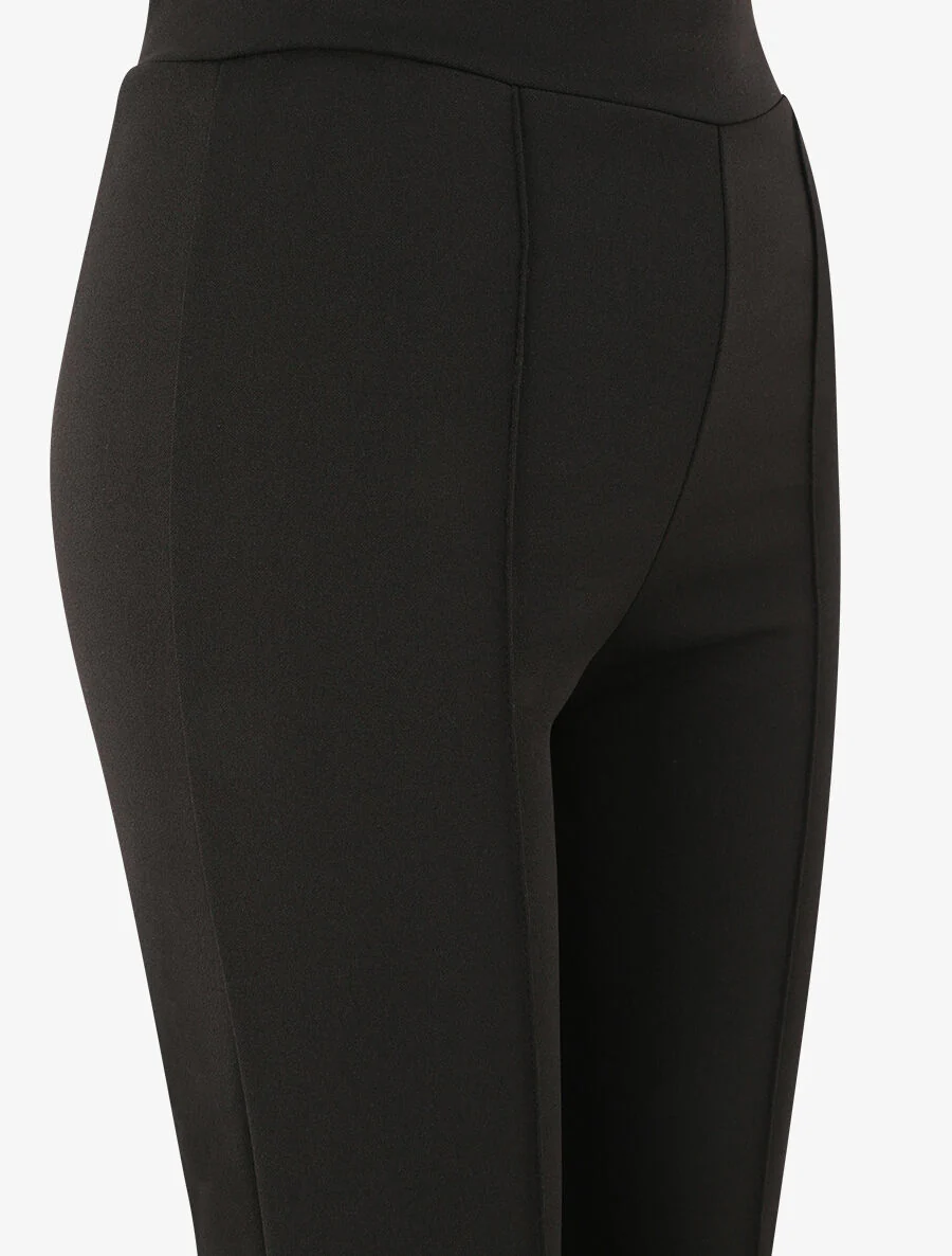 Rechte effen hoge taille broek - Zwart - Image 3