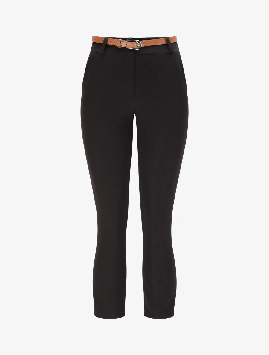 Rechte effen hoge taille broek - Zwart