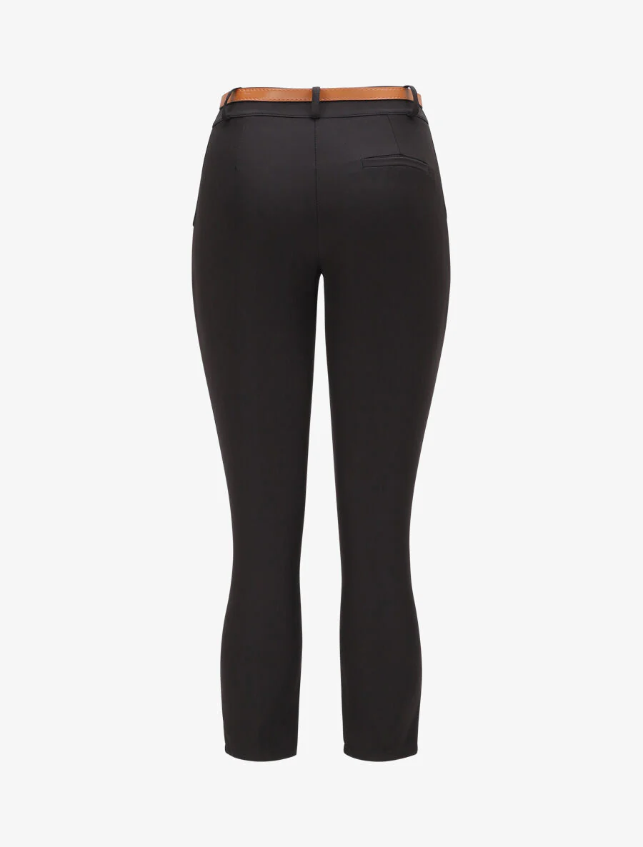 Rechte effen hoge taille broek - Zwart - Image 2