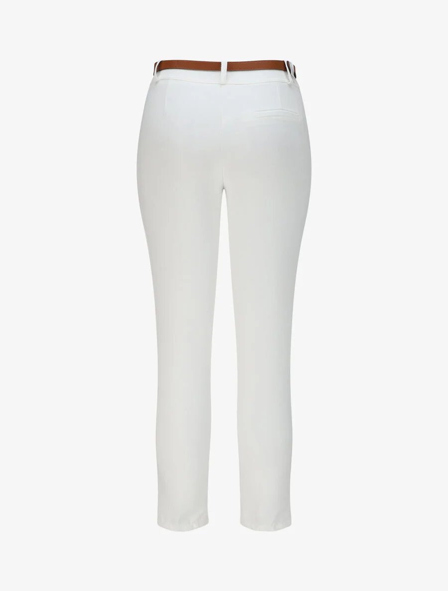 Rechte effen hoge taille broek - Wit - Image 2