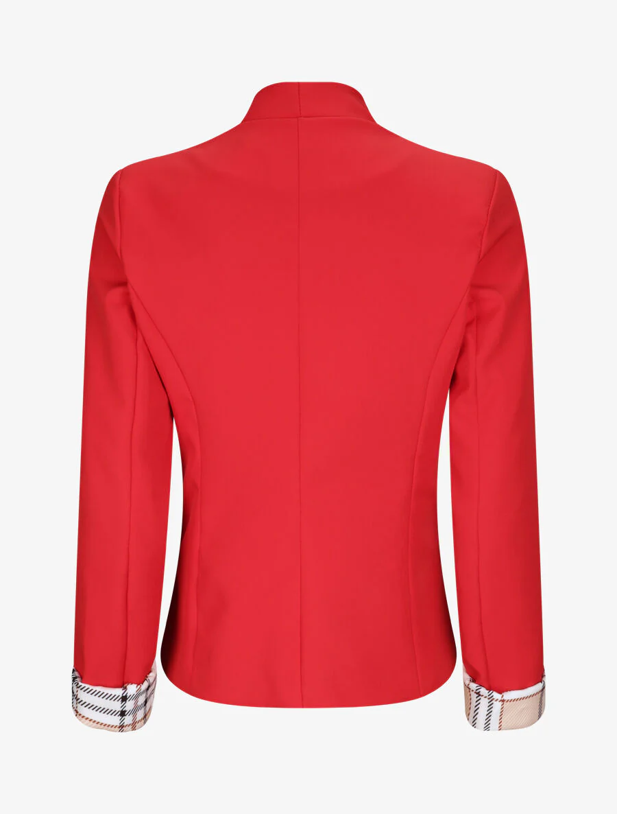 Rechte effen lange mouwen met vierkante revers jas - Rood - Image 2