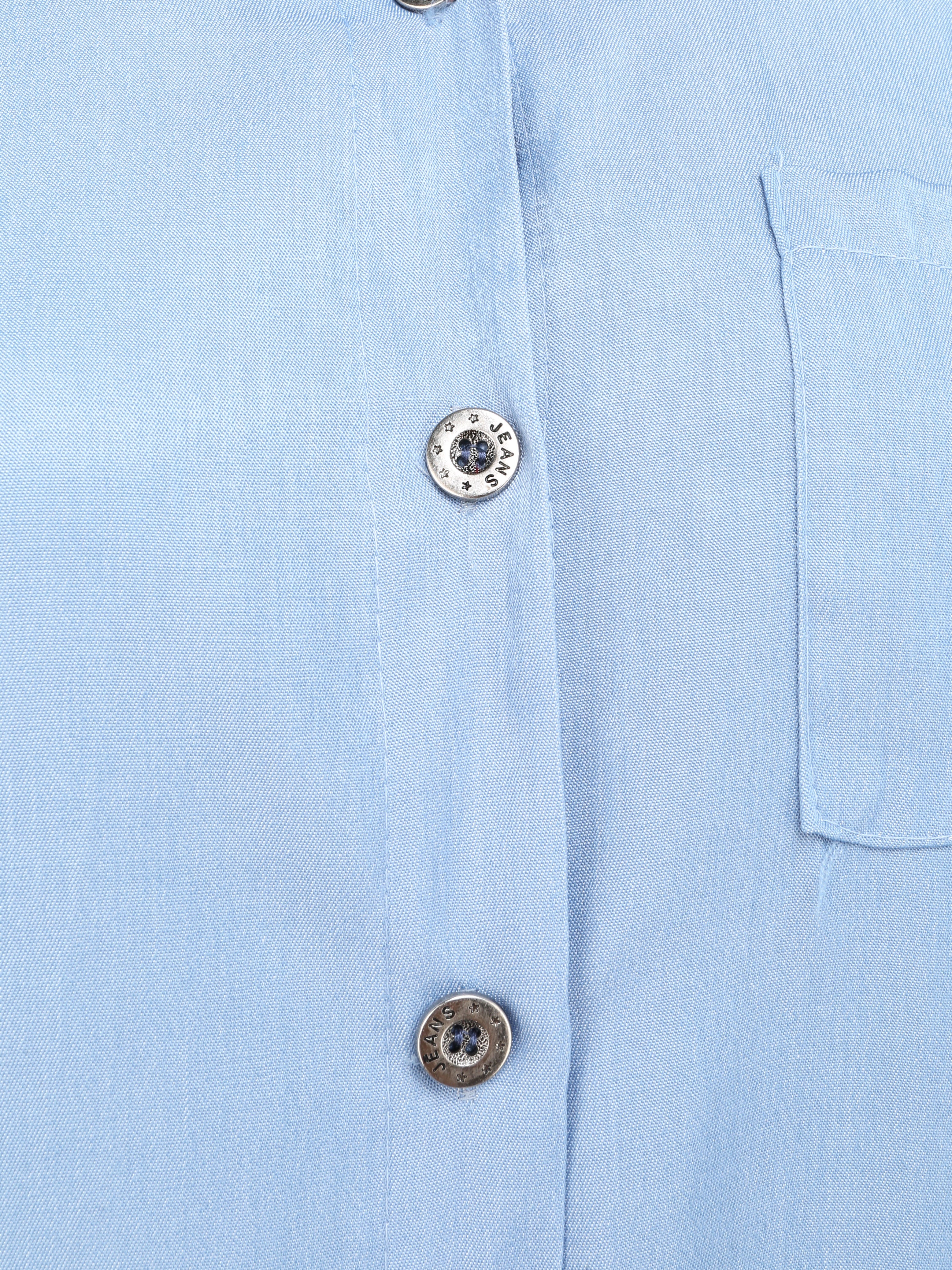 Recht effen overhemd in jeansstijl - Licht denim - Image 3
