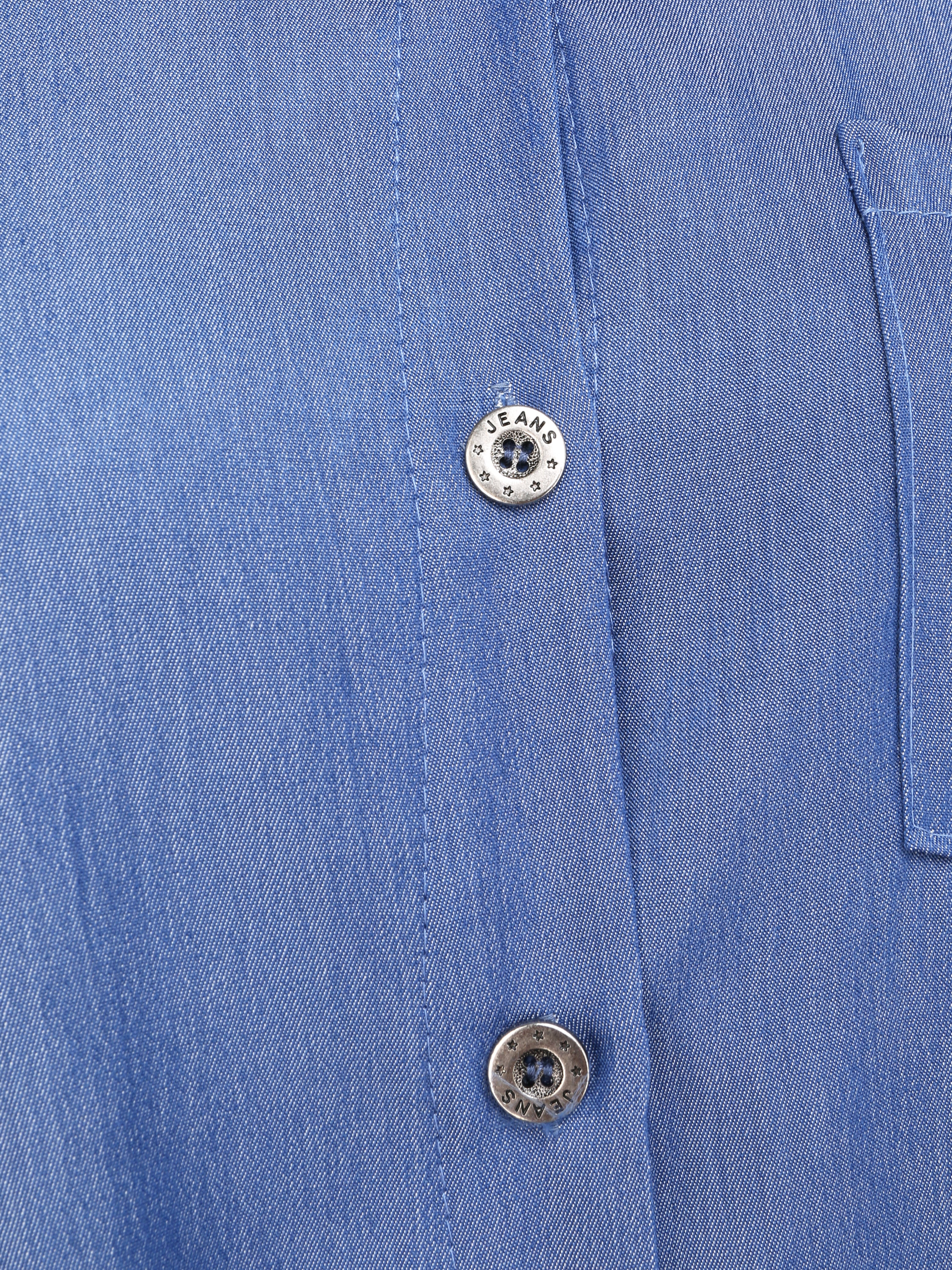 Recht effen overhemd in jeansstijl - Blauw denim - Image 3
