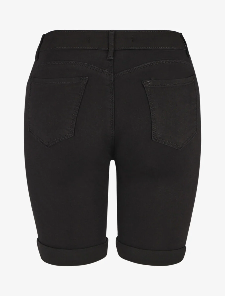 Rechte effen push up bermuda shorts - Zwart - Image 2