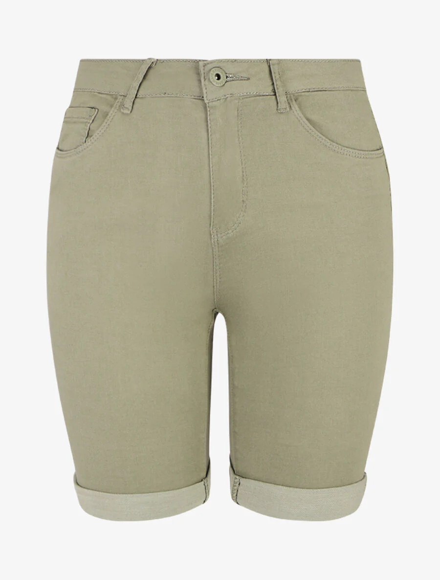 Rechte effen push up bermuda shorts - Kakigroen