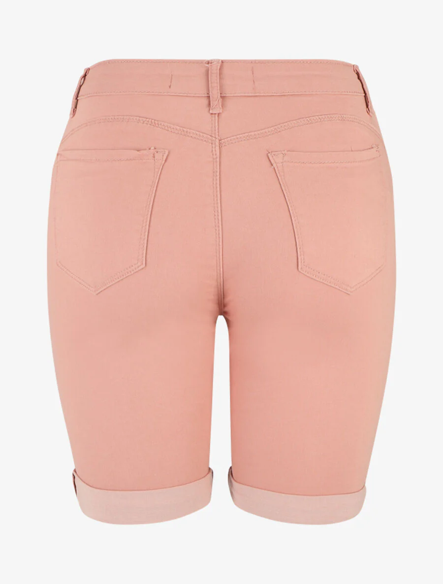 Rechte effen push up bermuda shorts - Roze - Image 2