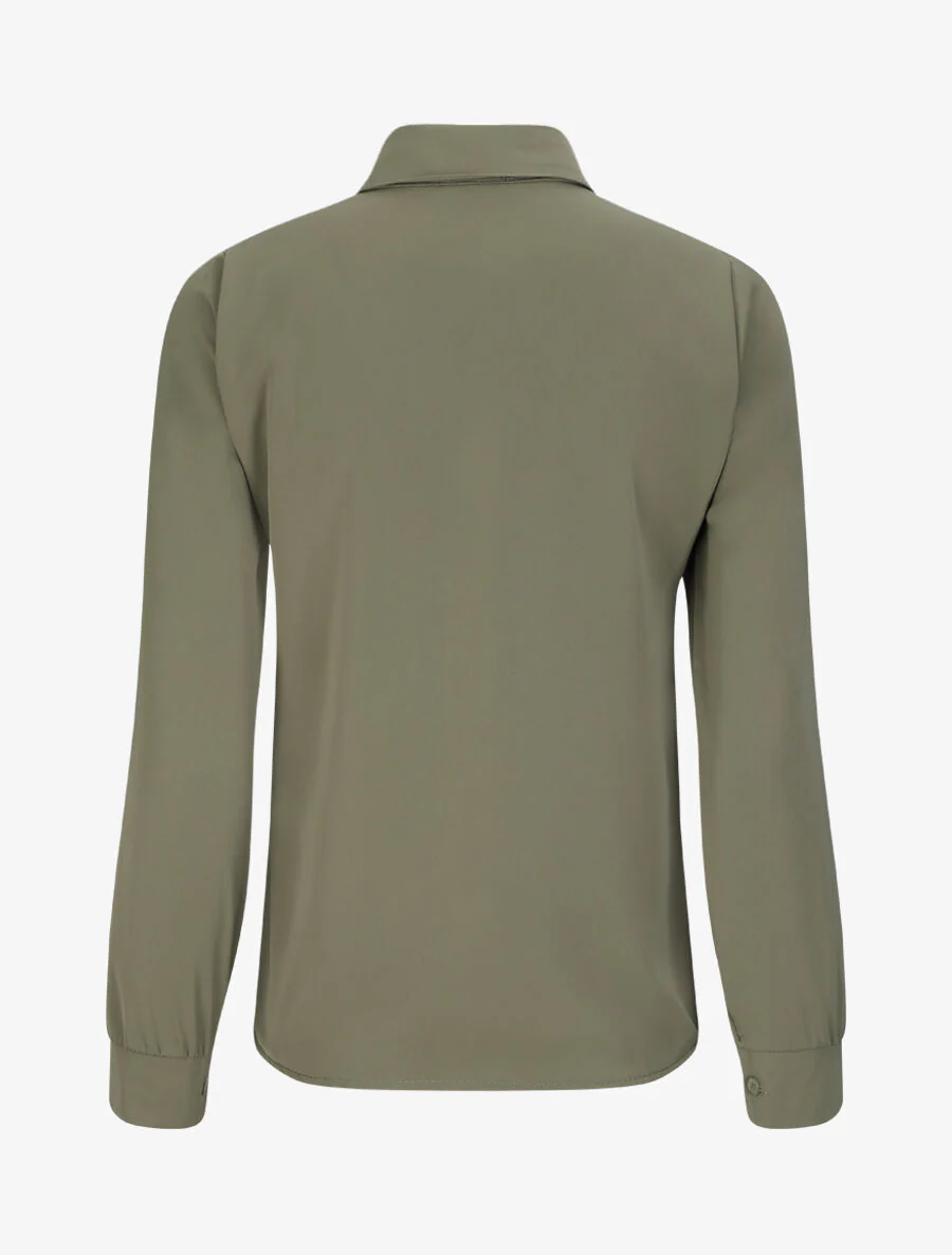 Rechte effen shirt met een kraag - kaki - Image 2