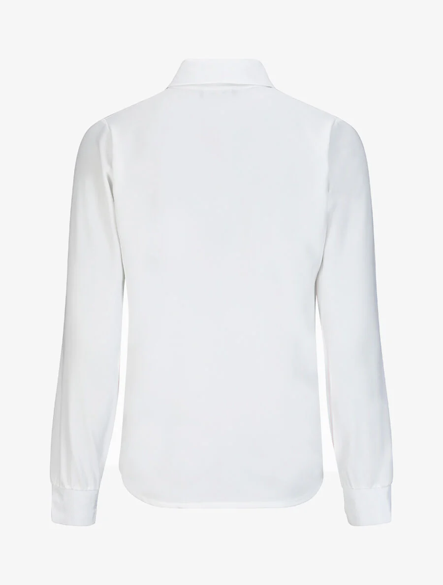 Rechte effen shirt met een kraag - Wit - Image 2