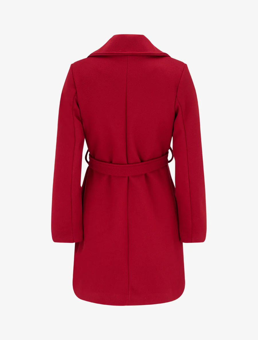 Rechte en gekruiste jas met knopen - Rood - Image 2