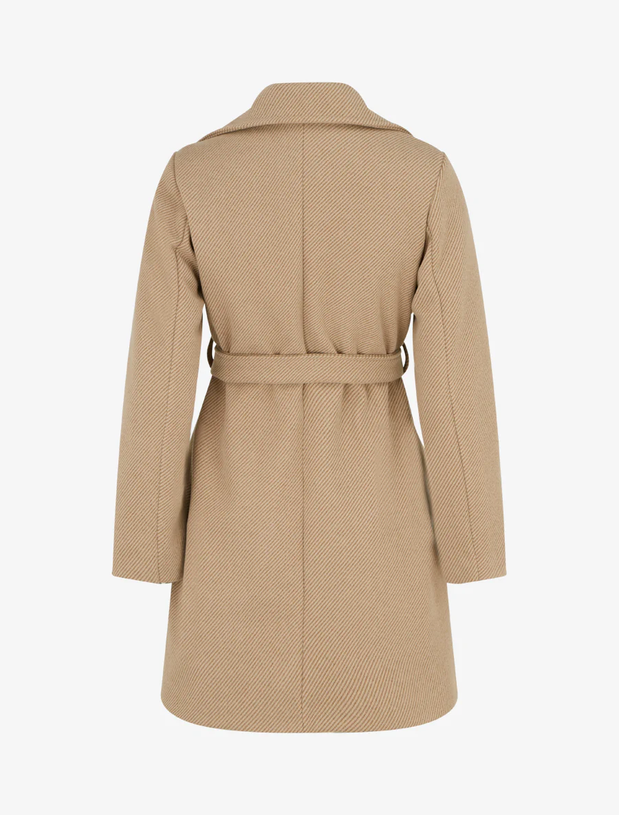 Rechte en gekruiste jas met knopen - Beige - Image 2