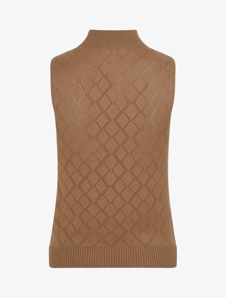 Rechte gebreide tanktop met ruitpatroon. - Bruin - Image 2
