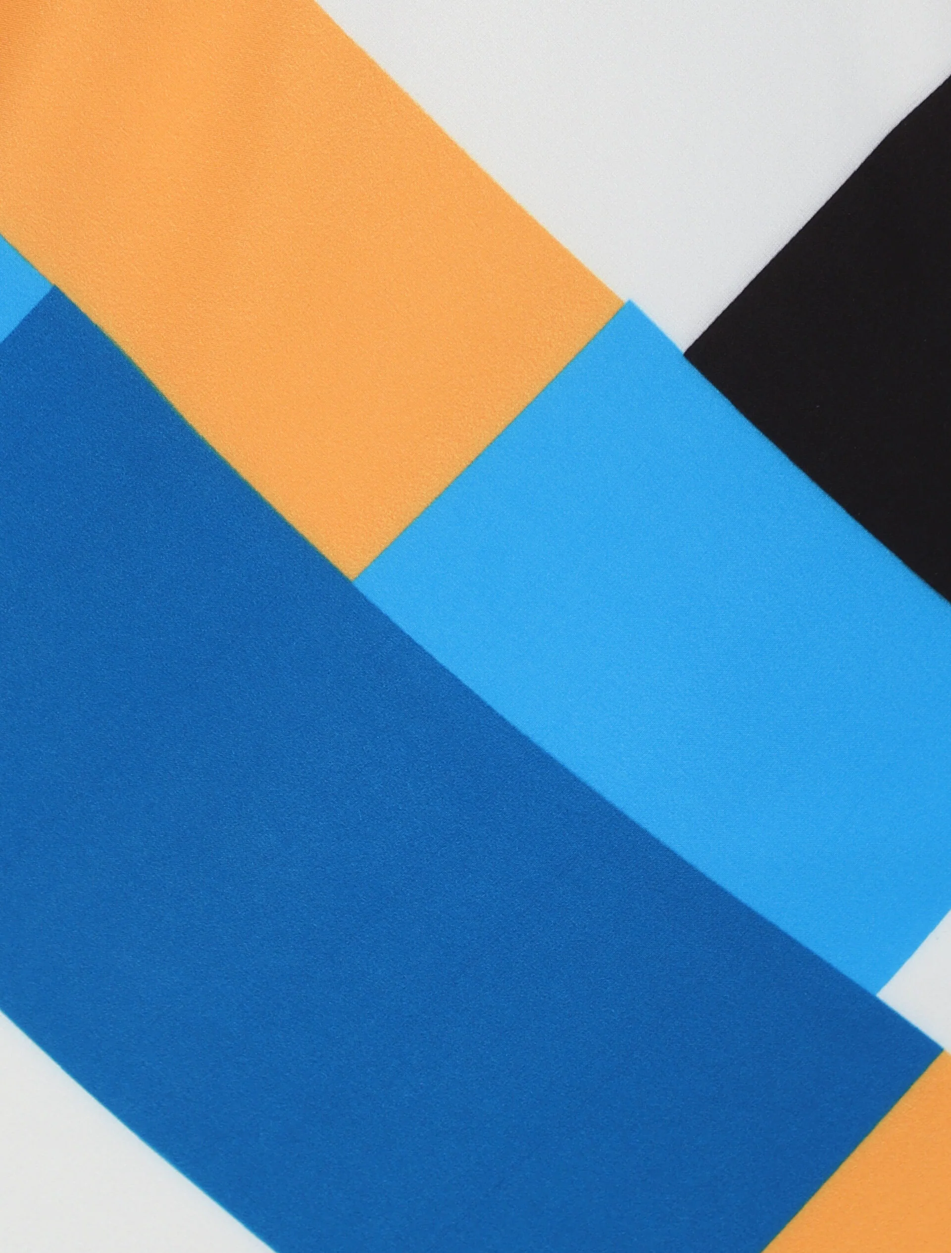 Rechte top met geometrische print en kanten kraag - Blauw - Image 3