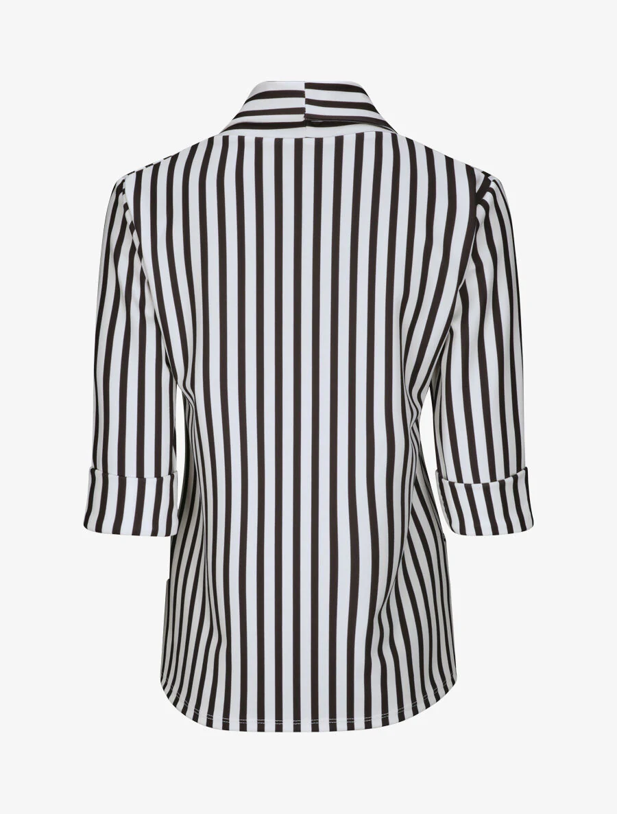 Rechte gestreepte blazer met 3/4 mouwen - Zwart - Image 3