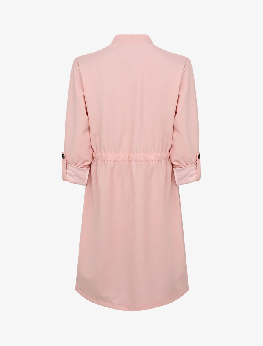 Rechte halflange effen trenchcoat - Poederroze - Image 2