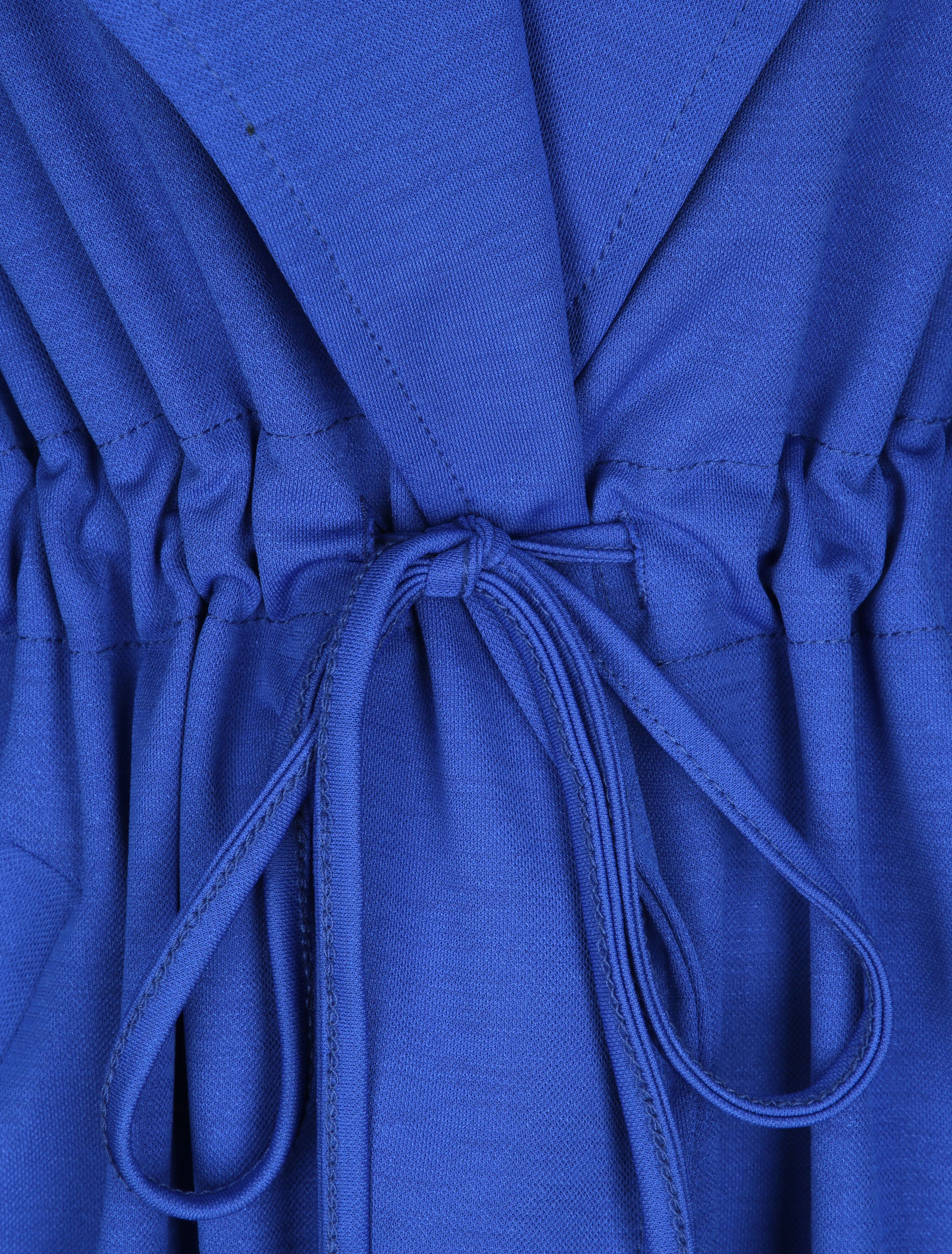 Rechte halflange jas met afgeronde kraag - Elektrisch blauw - Image 4