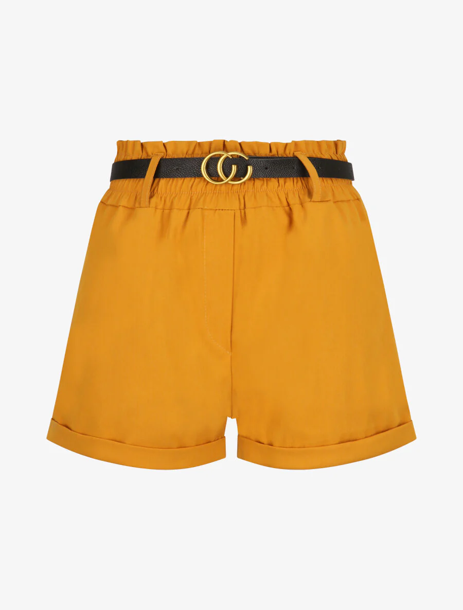 Rechte. hoge. elastische. strakke broek - Mosterdkleurig