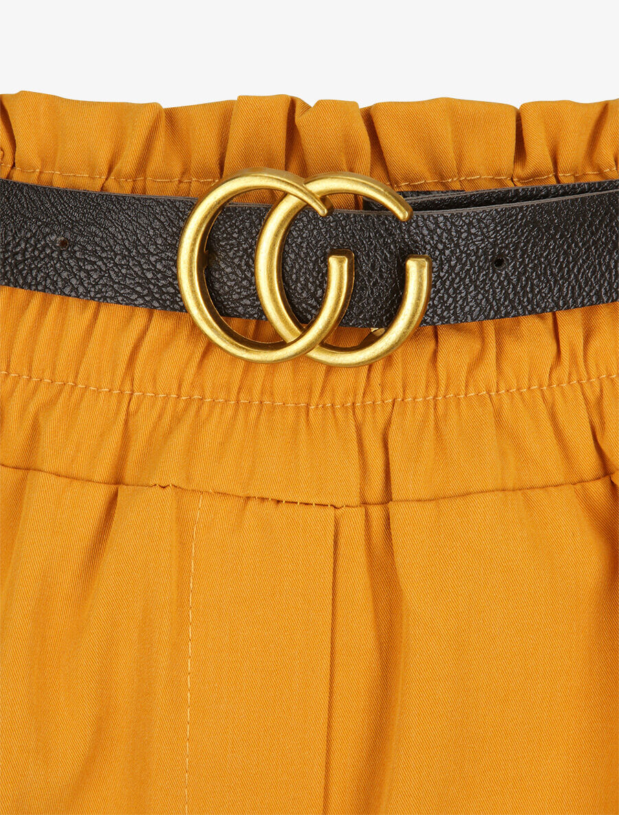 Rechte. hoge. elastische. strakke broek - Mosterdkleurig - Image 3