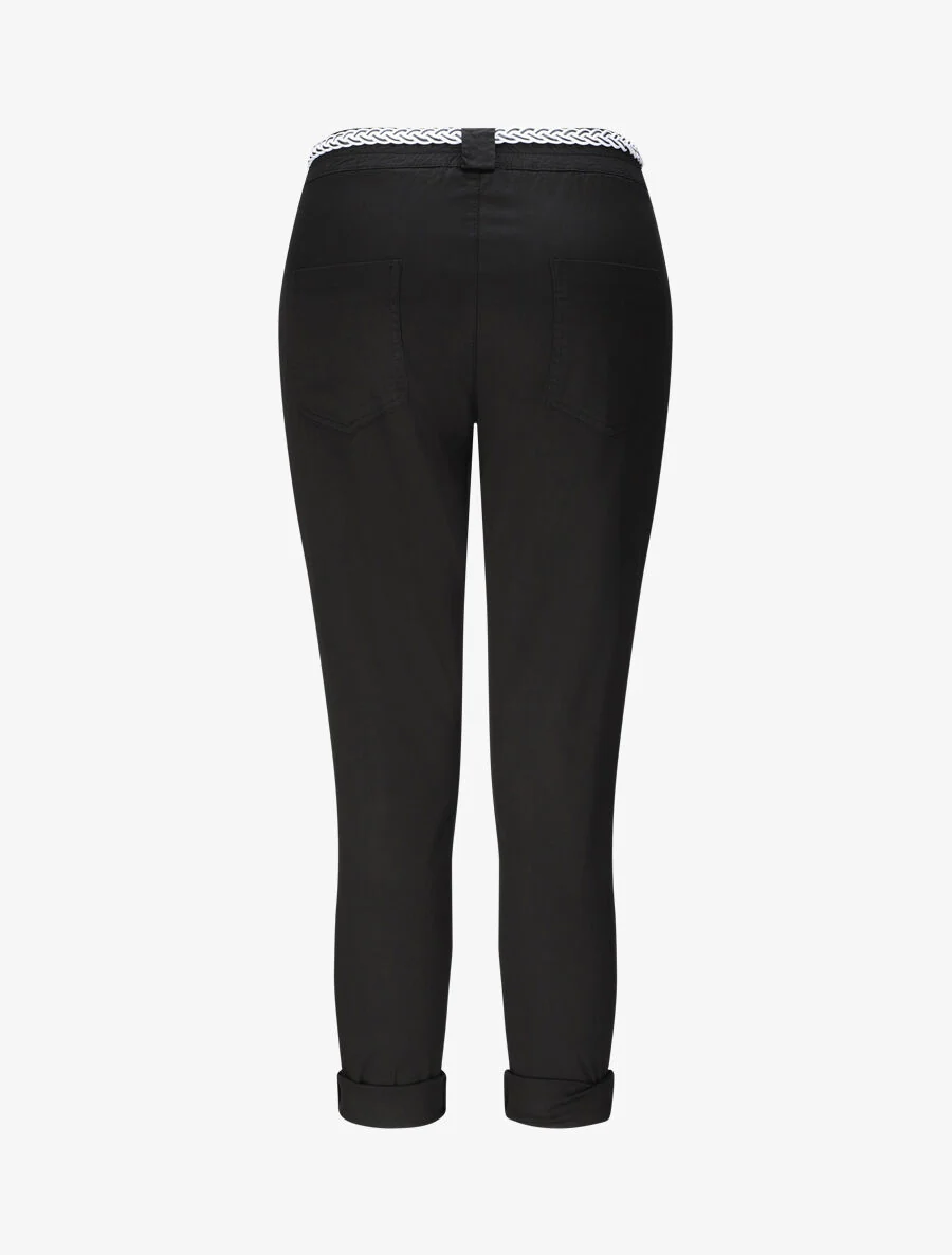 Rechte hoge taille elastische broek - Zwart - Image 2
