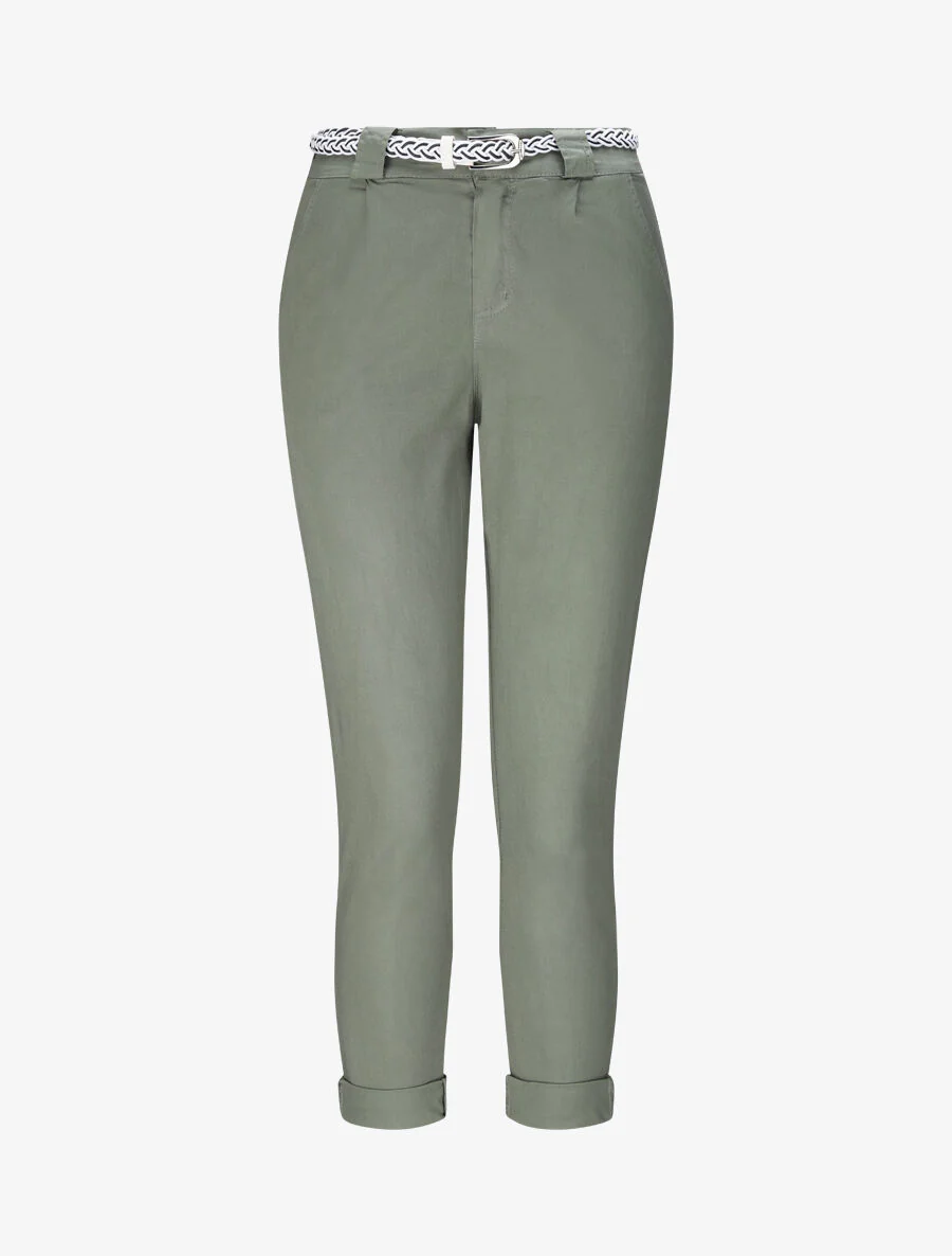 Rechte hoge taille elastische broek - Khaki