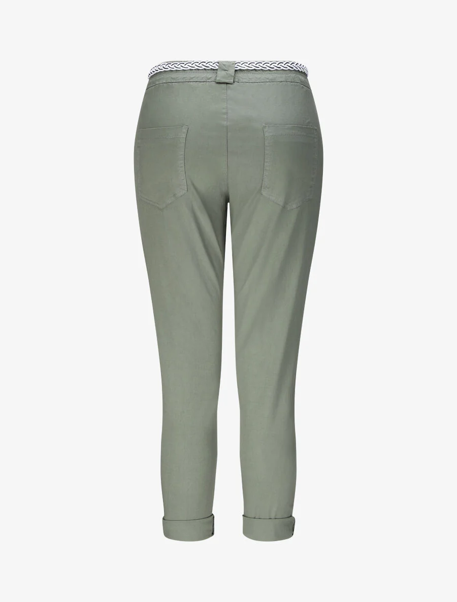 Rechte hoge taille elastische broek - Khaki - Image 2