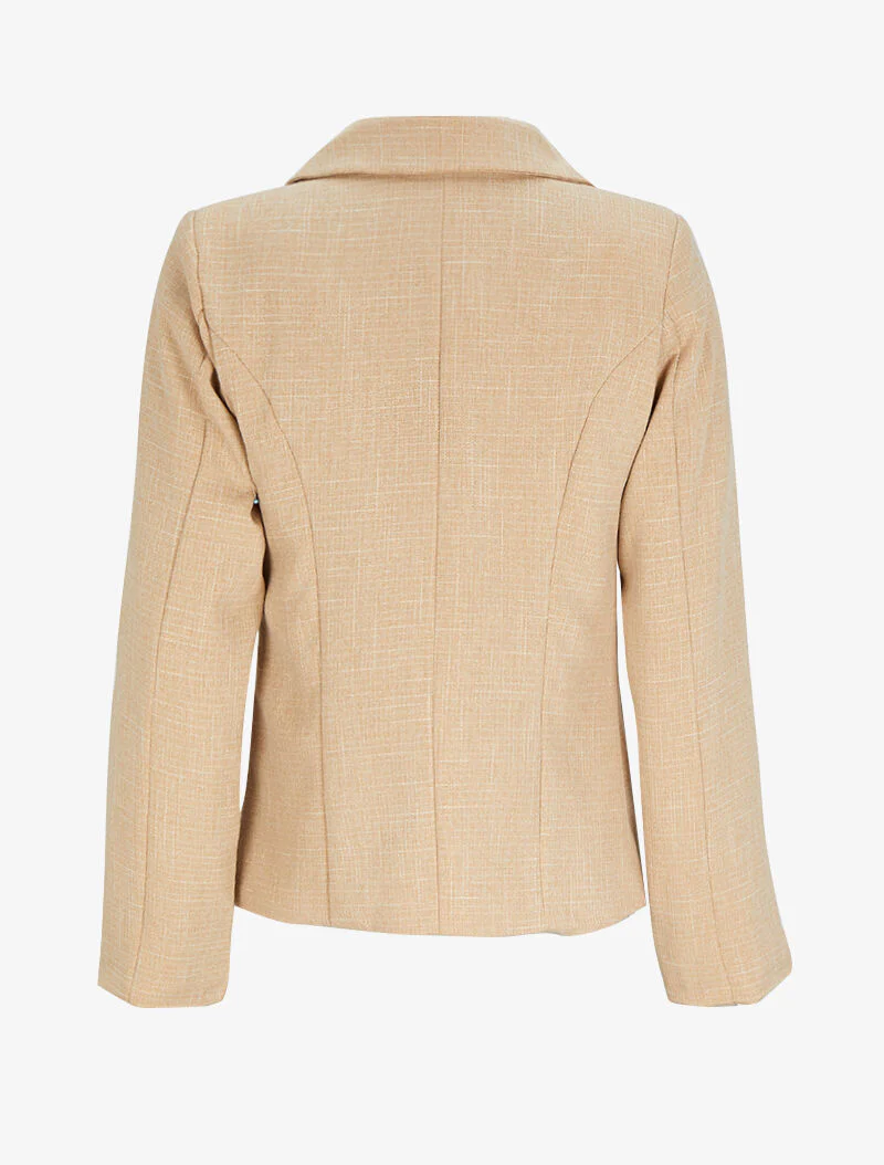 Recht jasje gemĂȘleerd - Beige - Image 2