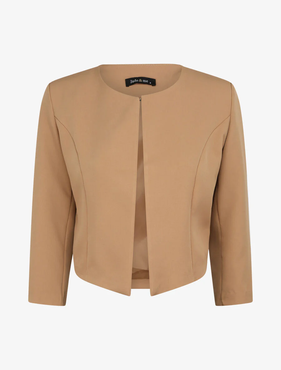 Rechte jas met 3/4 mouwen - Beige