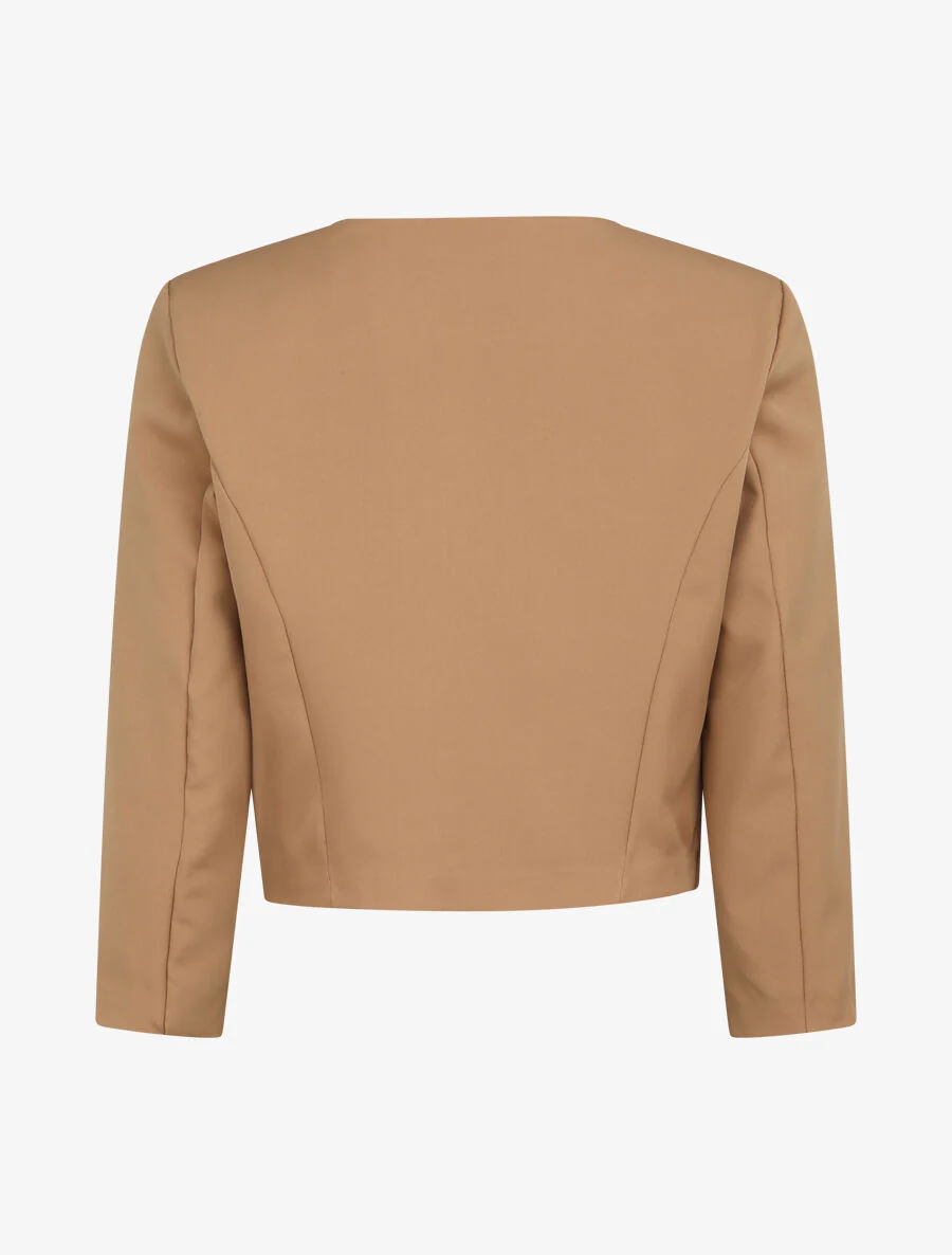 Rechte jas met 3/4 mouwen - Beige - Image 2