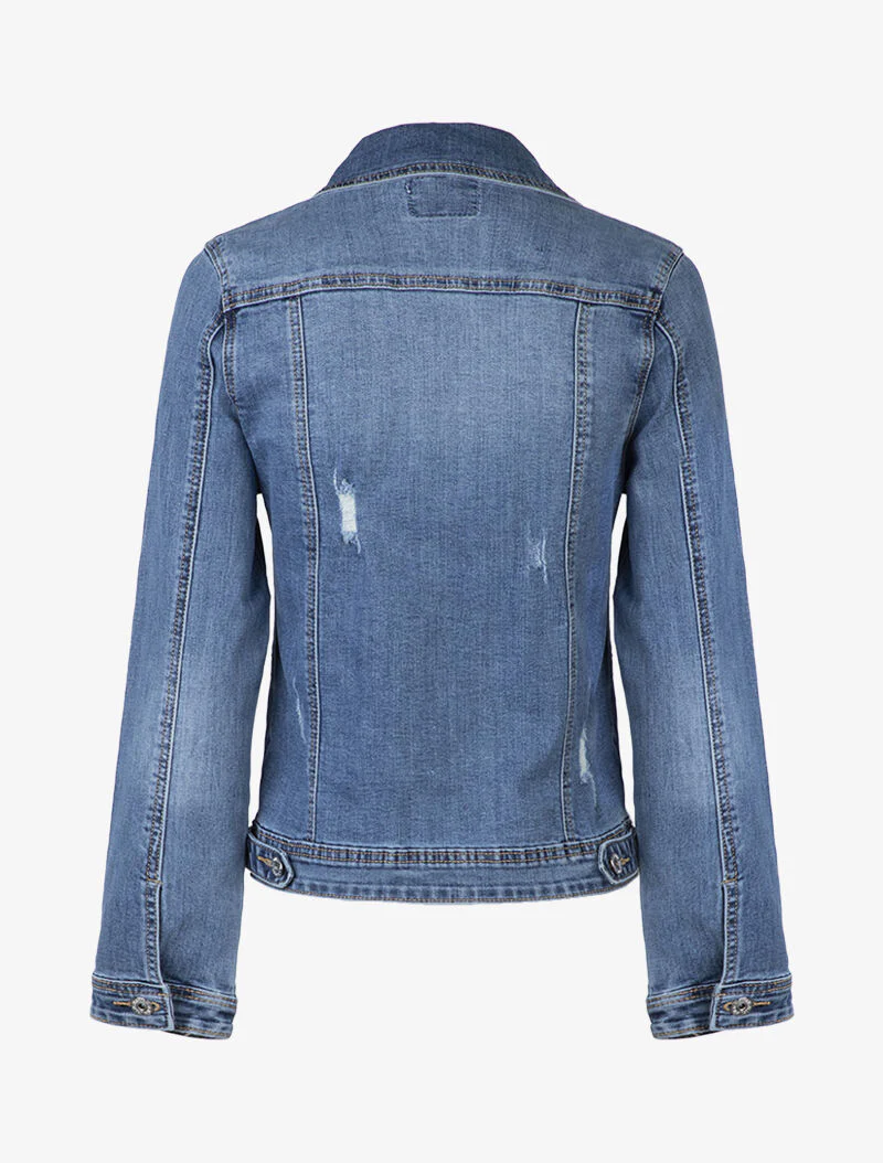Rechte jas met schaafplekken - blauw denim - Image 3