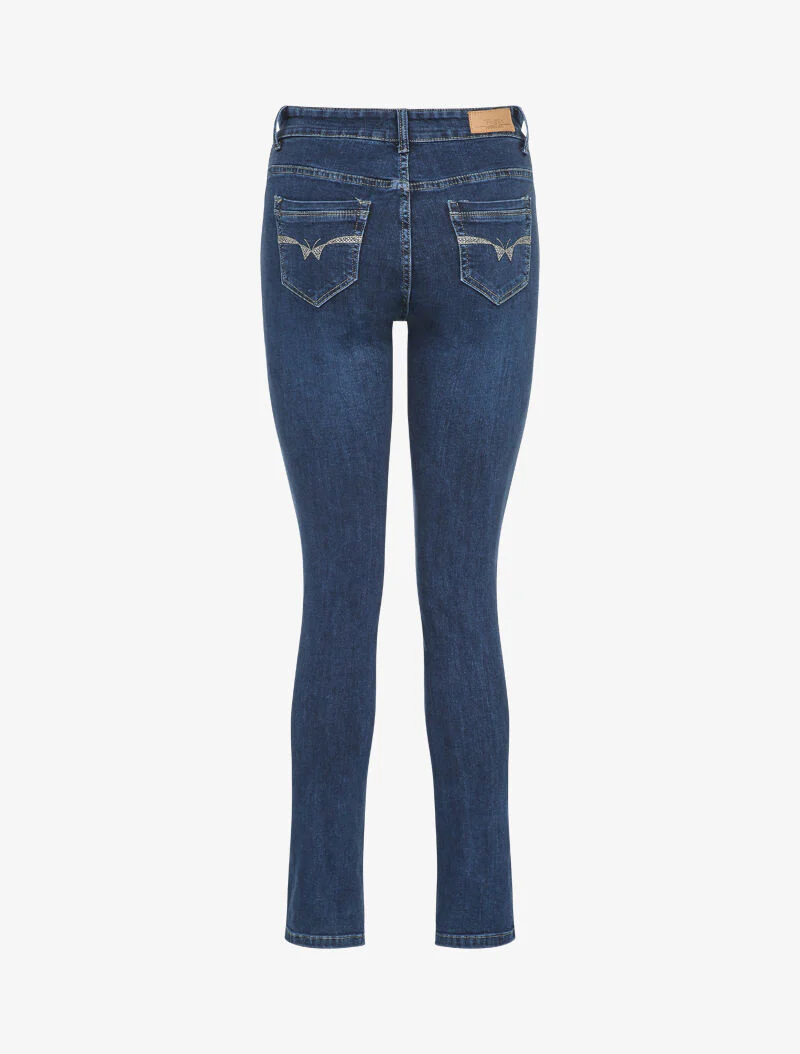 Jeans met achterzakken met strass - Blauw - Image 2