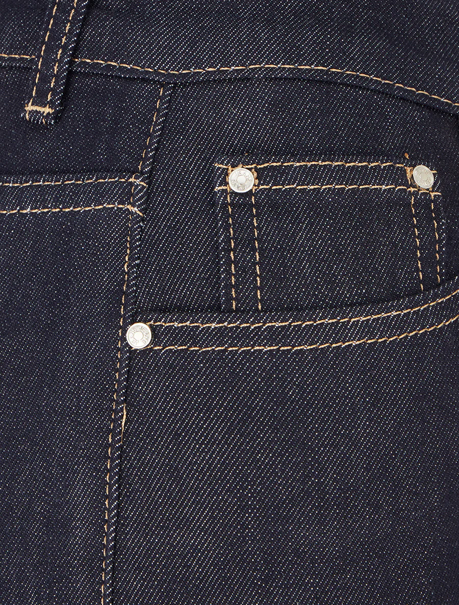 Rechte jeans met brede pijpen en stiksels - Ongerept blauw - Image 3