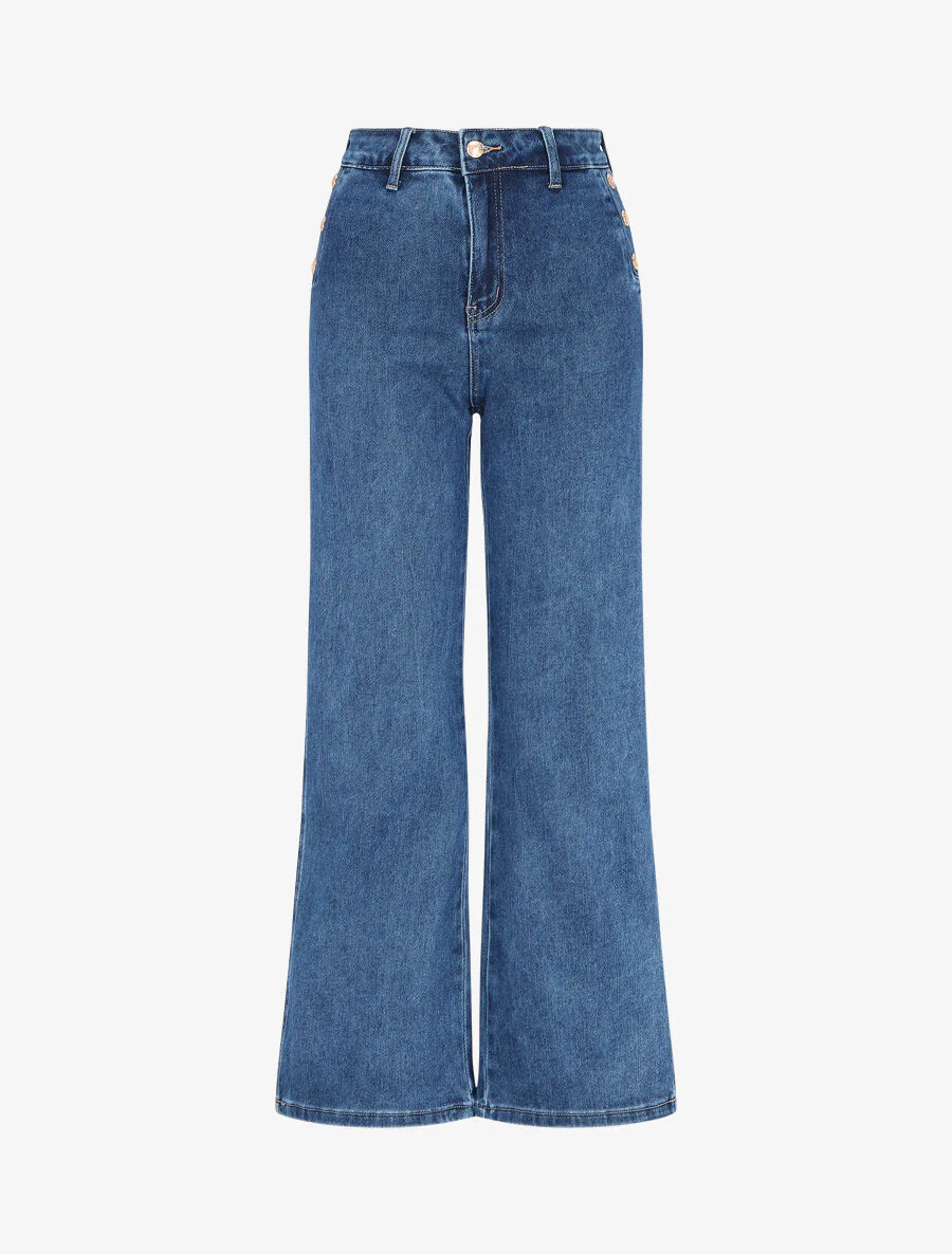 Rechte jeans met hoge taille - blauw