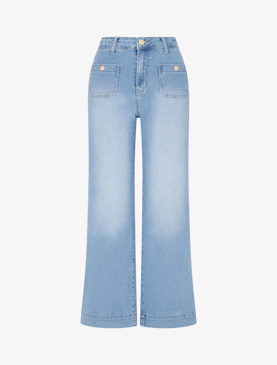 Rechte jeans met opgestikte zakken - Lichtblauw
