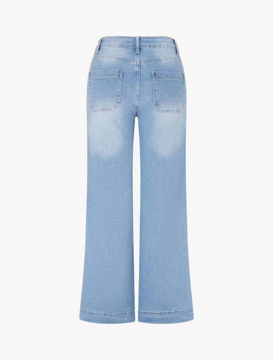 Rechte jeans met opgestikte zakken - Lichtblauw - Image 2