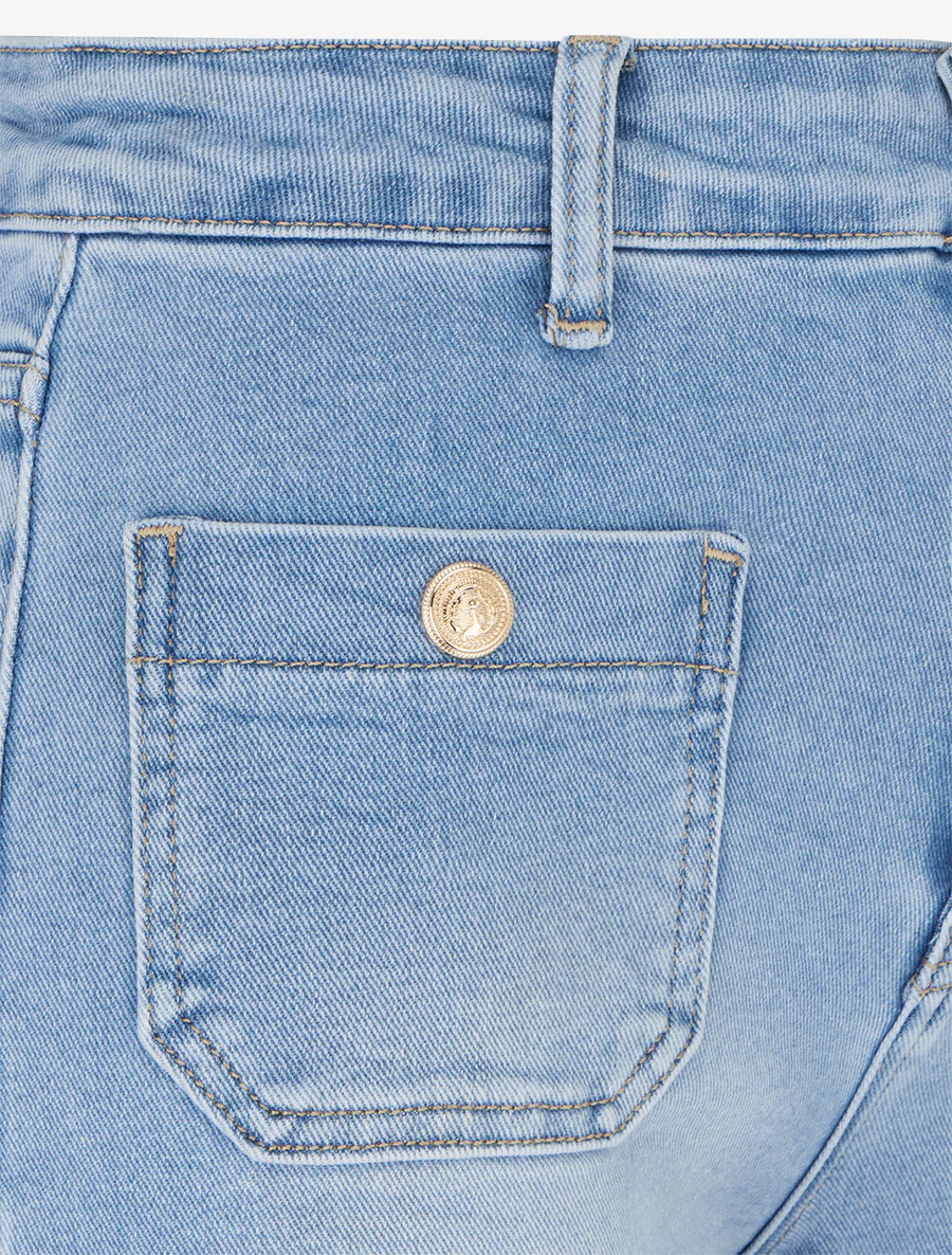Rechte jeans met opgestikte zakken - Lichtblauw - Image 3