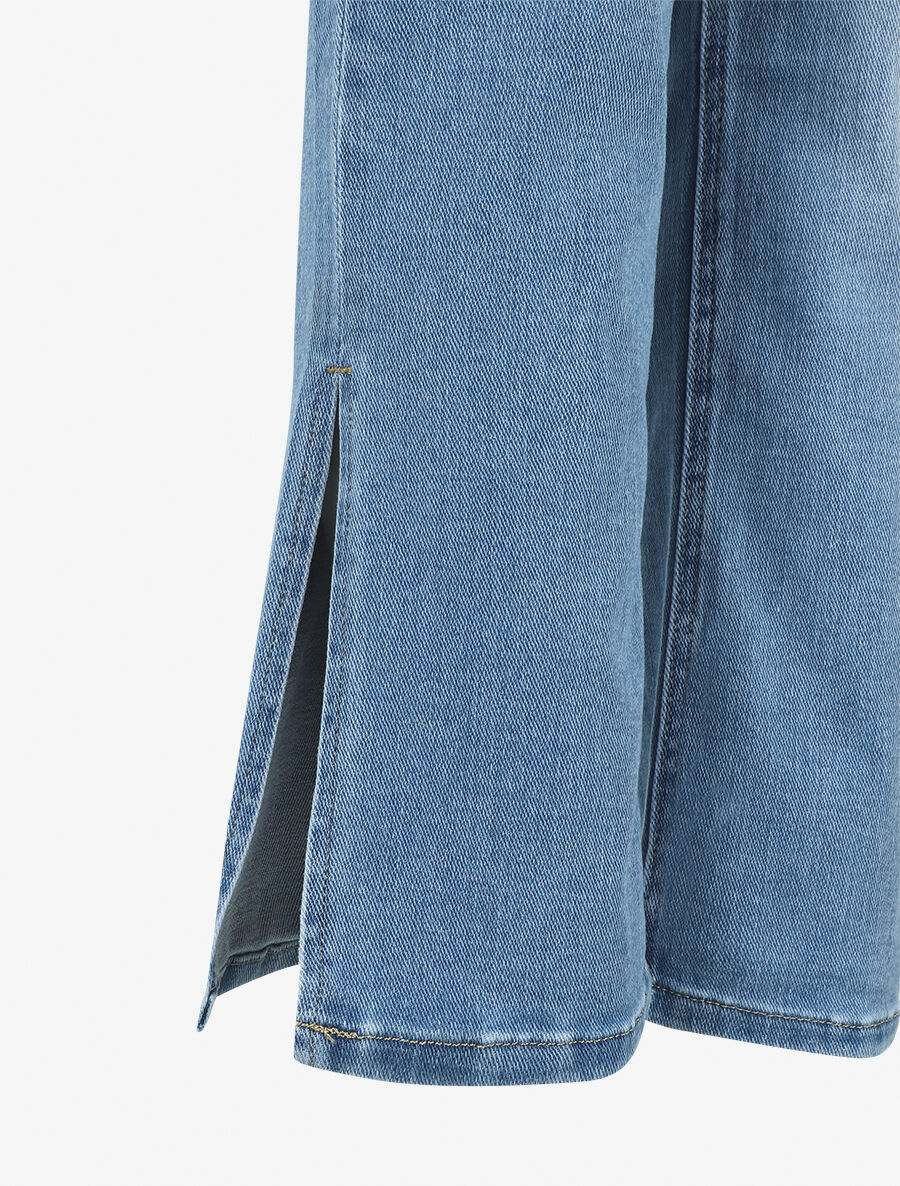 Rechte jeans met standaard taille en split-randen - blauw - Image 3