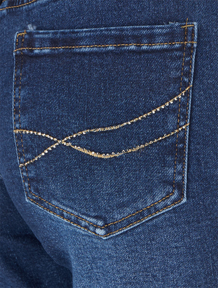 Rechte jeans met strasszakken - Blauw - Image 3