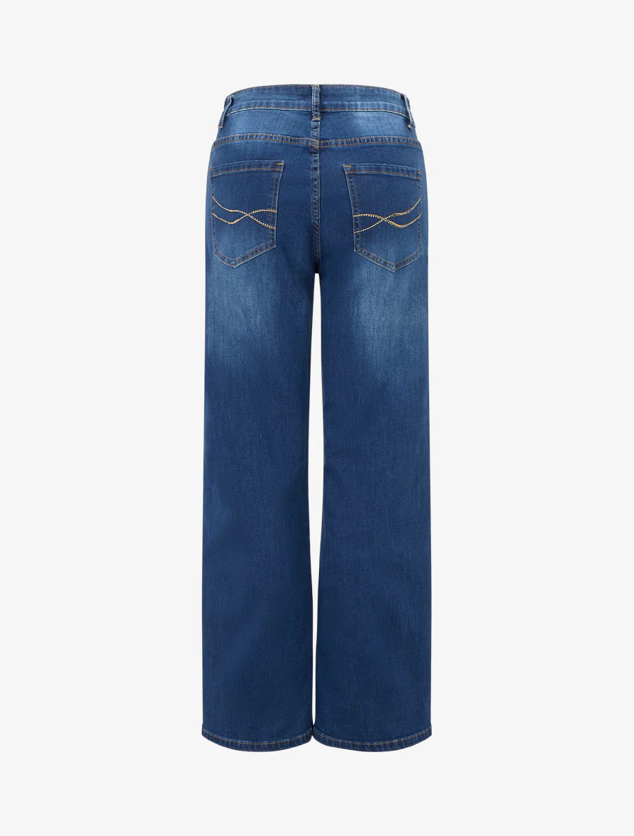 Rechte jeans met strasszakken - Blauw - Image 2