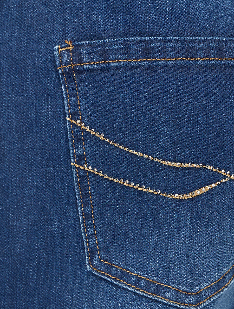 Rechte jeans met strasszakken - Blauw - Image 3