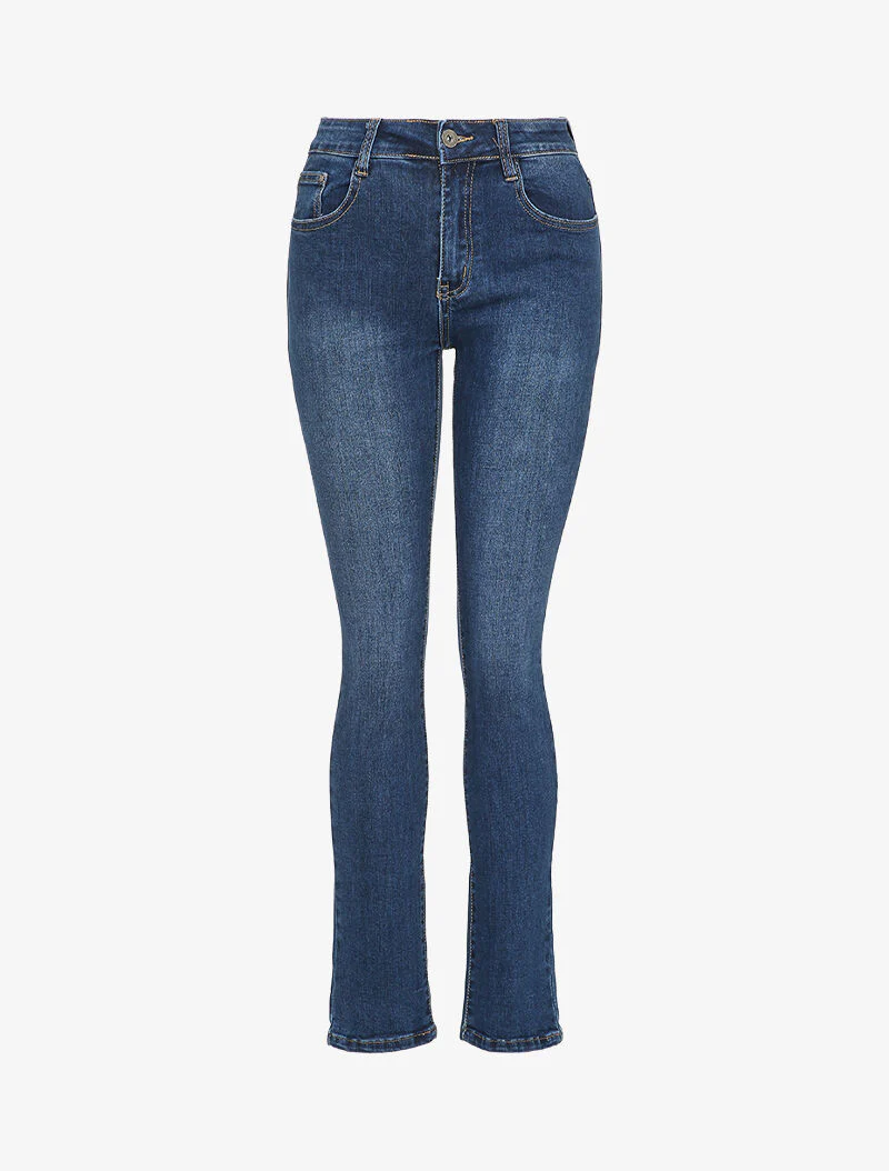 Jeans met strasszakken - Blauw denim