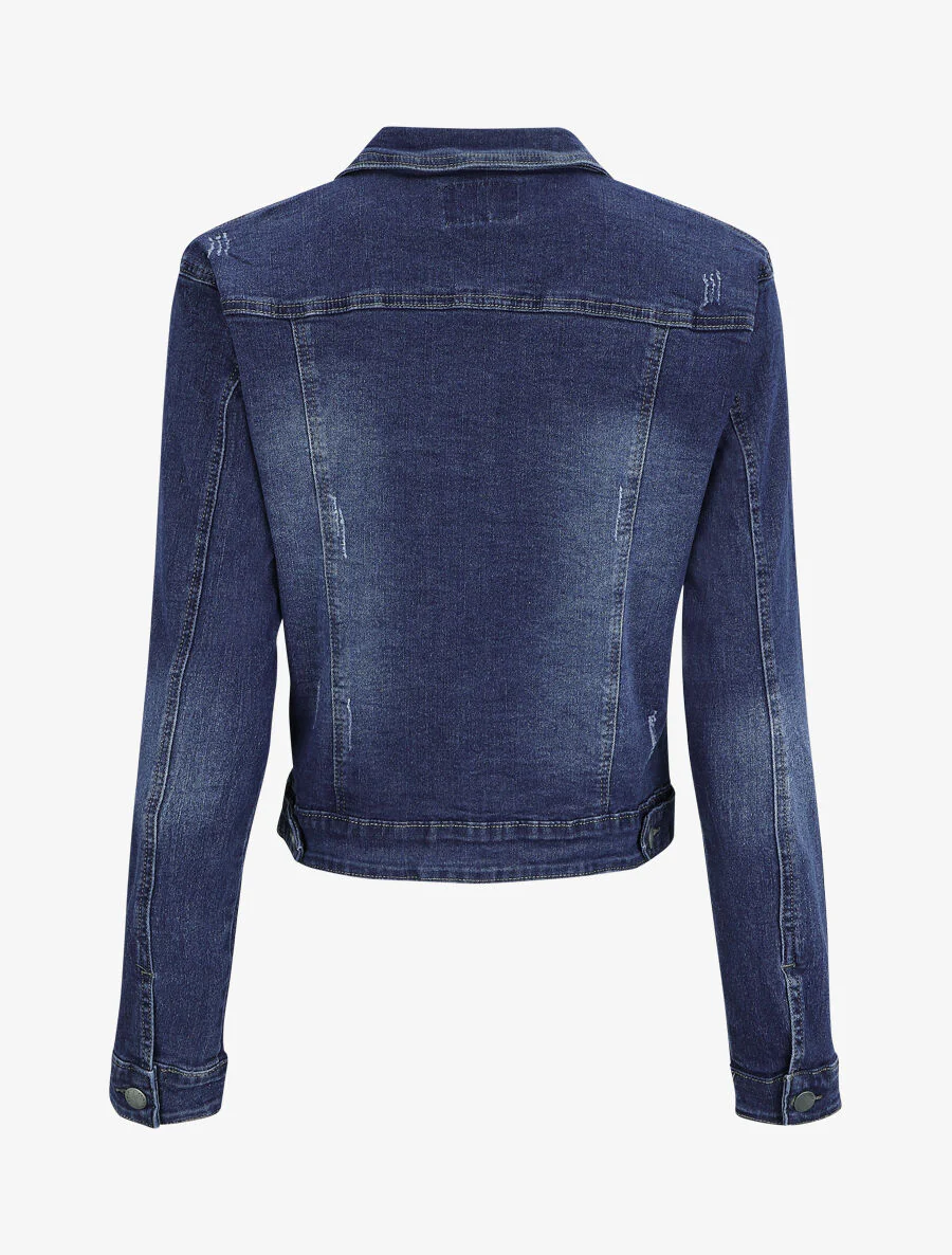 Rechte jeansjas met krasdetails - brut - Image 2