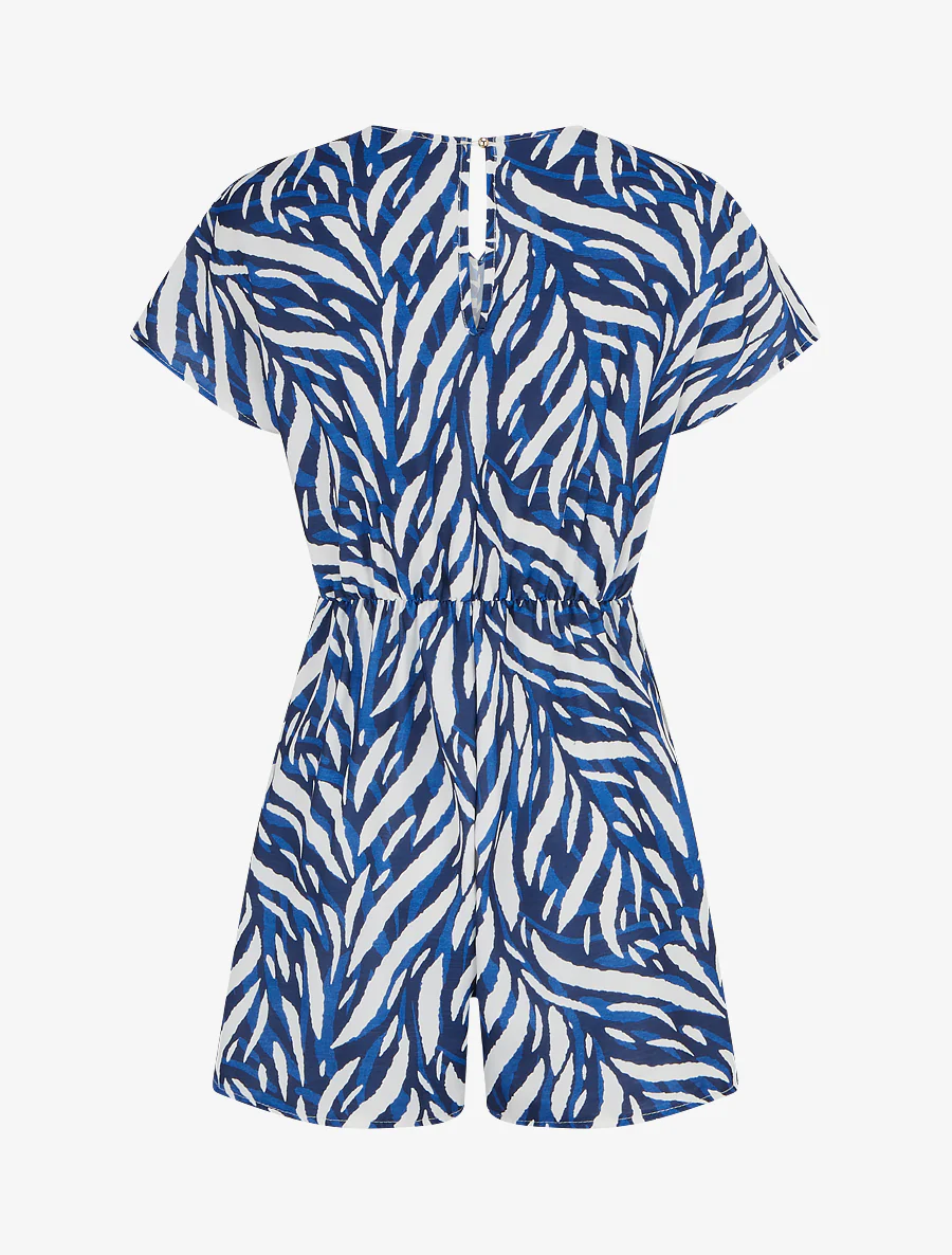 Rechte jumpsuit met korte mouwen en grafische print - Marine - Image 2