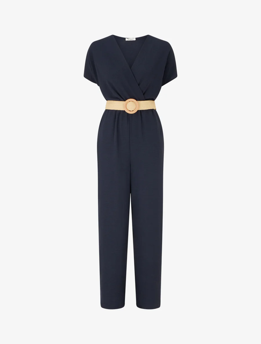 Rechte jumpsuit met korte mouwen - Marine