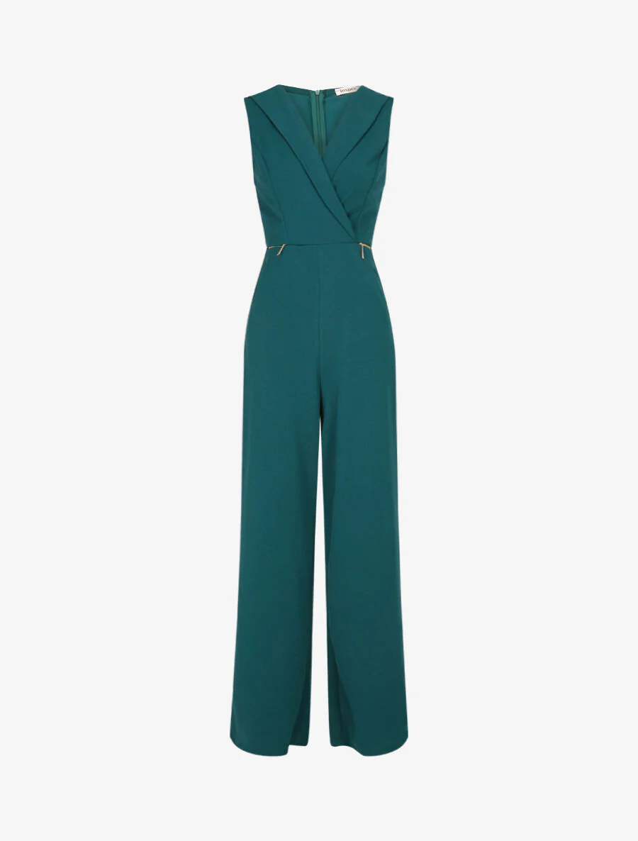 Rechte jumpsuit met ritsen - Flessengroen