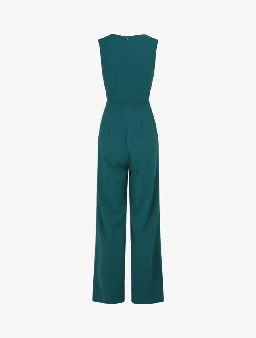 Rechte jumpsuit met ritsen - Flessengroen - Image 2