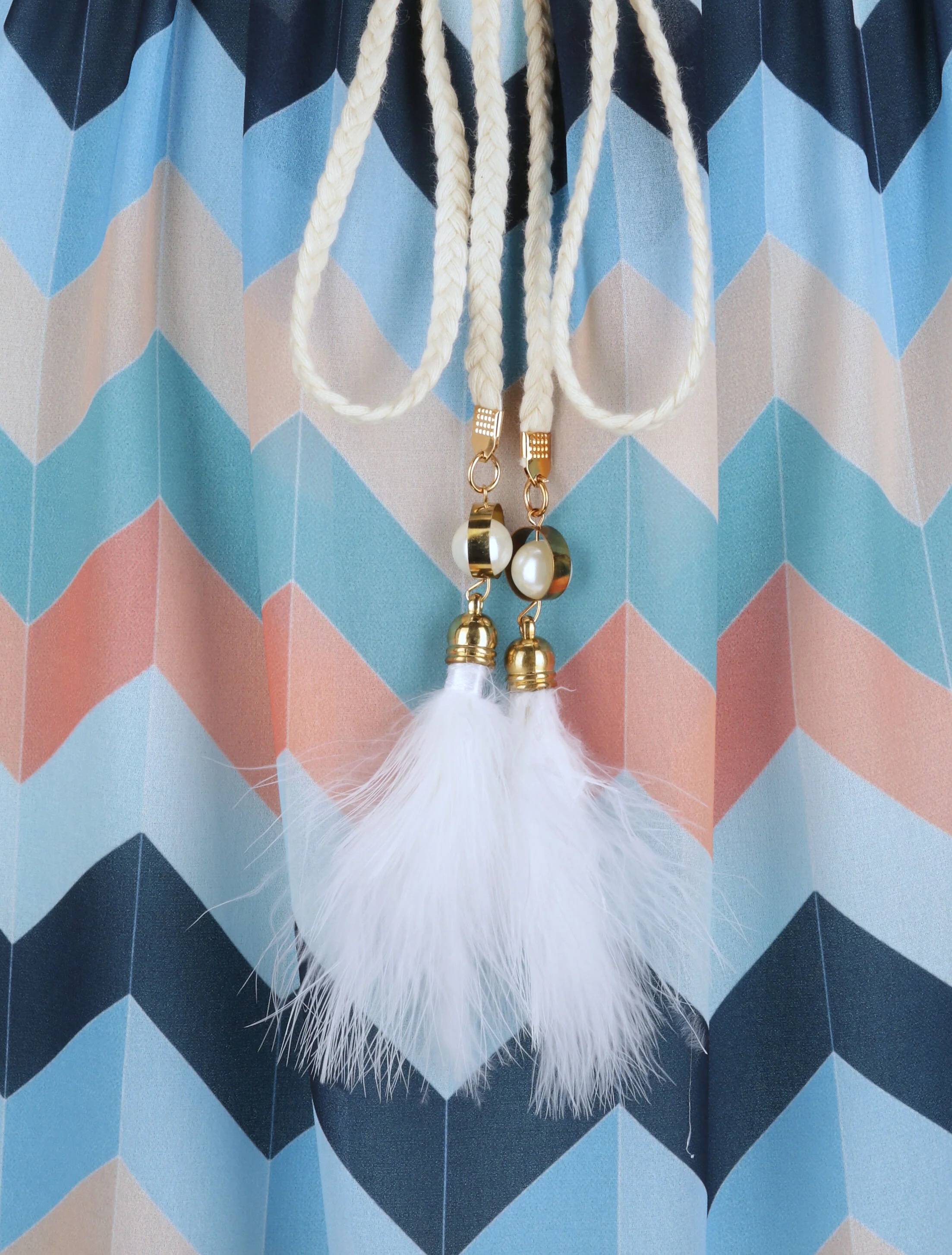 Rechte korte jurk met chevronprint - Blauw - Image 3