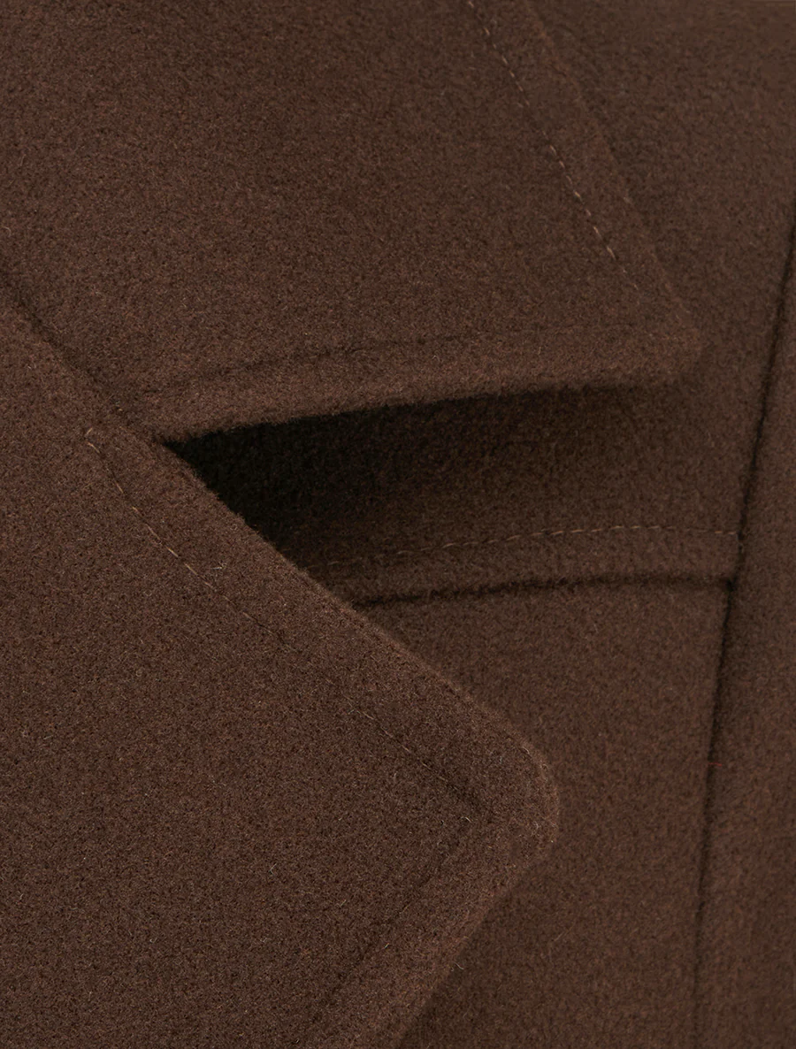 Rechte mantel met gekruiste panden - Bruin - Image 3